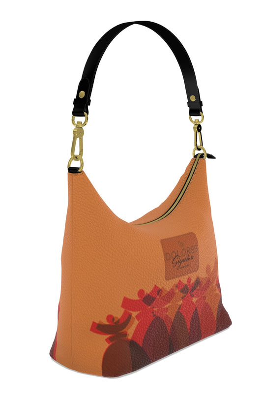 Dolores Signatur, „FARMELL“ Hobo Bags, Sca aus Leder „Nuit blanche“ Dolores