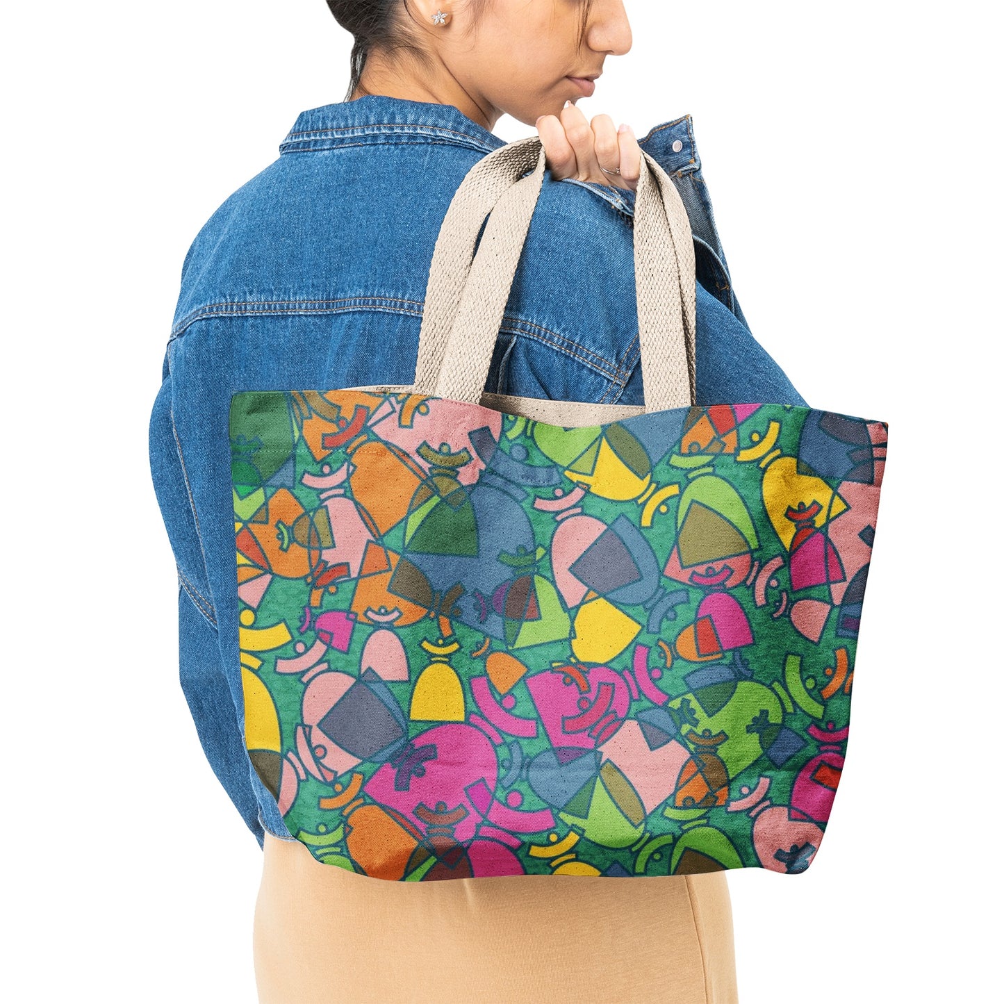 La boutique Narbero. Sac fourre-tout en toile naturelle Dolores, "Mosaic"