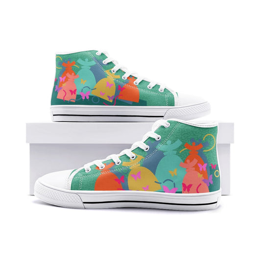 La boutique Narbero. Baskets hautes en toile unisexe Dolores, "Papillons"