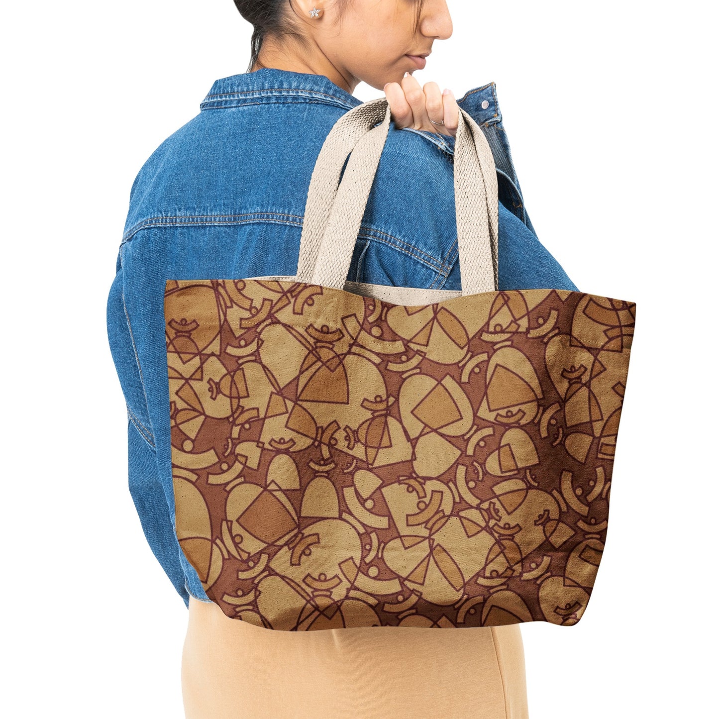 La boutique Narbero. Sac fourre-tout en toile naturelle Dolores, "Brown Mosaic"