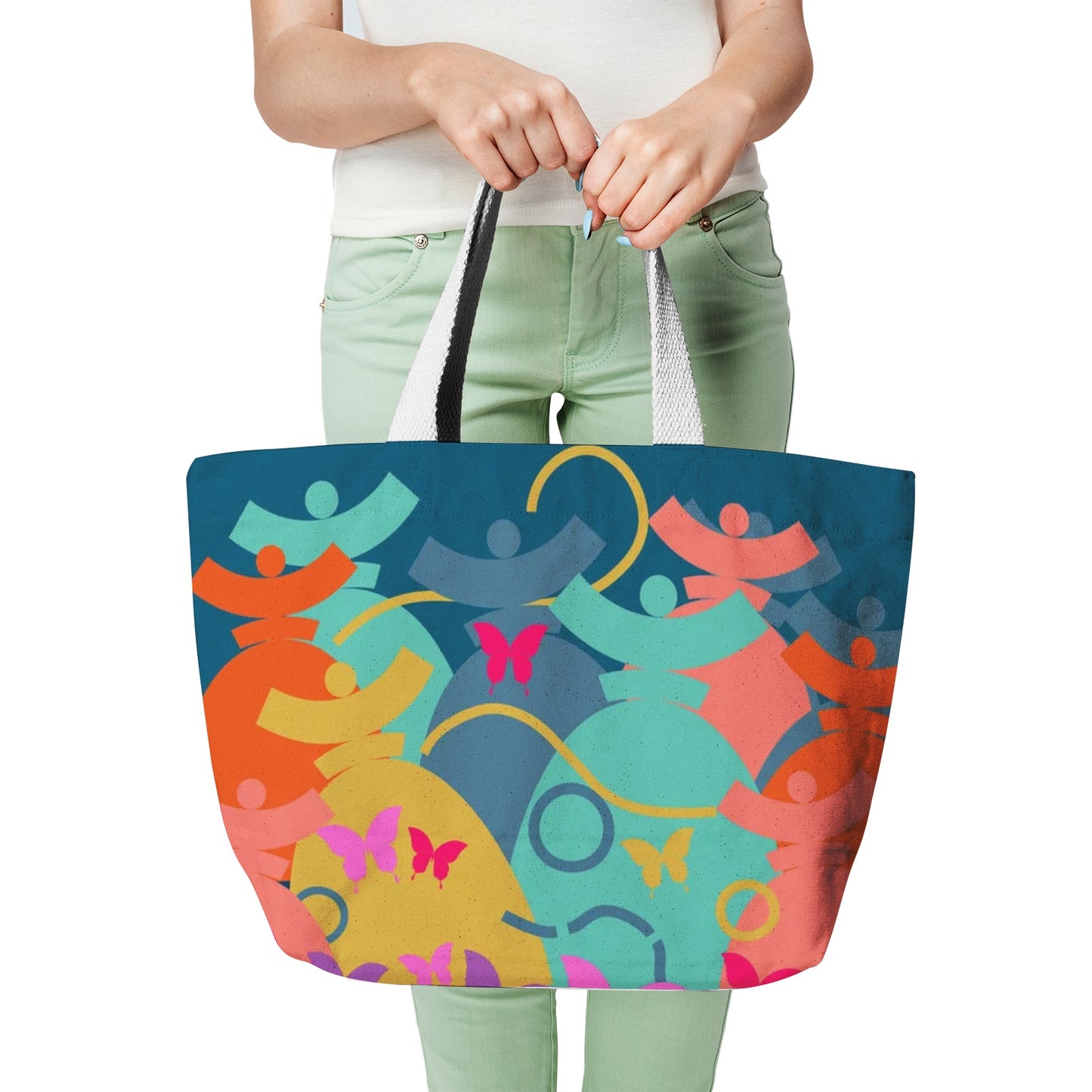 Dolores signature. Sac fourre-tout en toile naturelle Dolores, "Papillons"