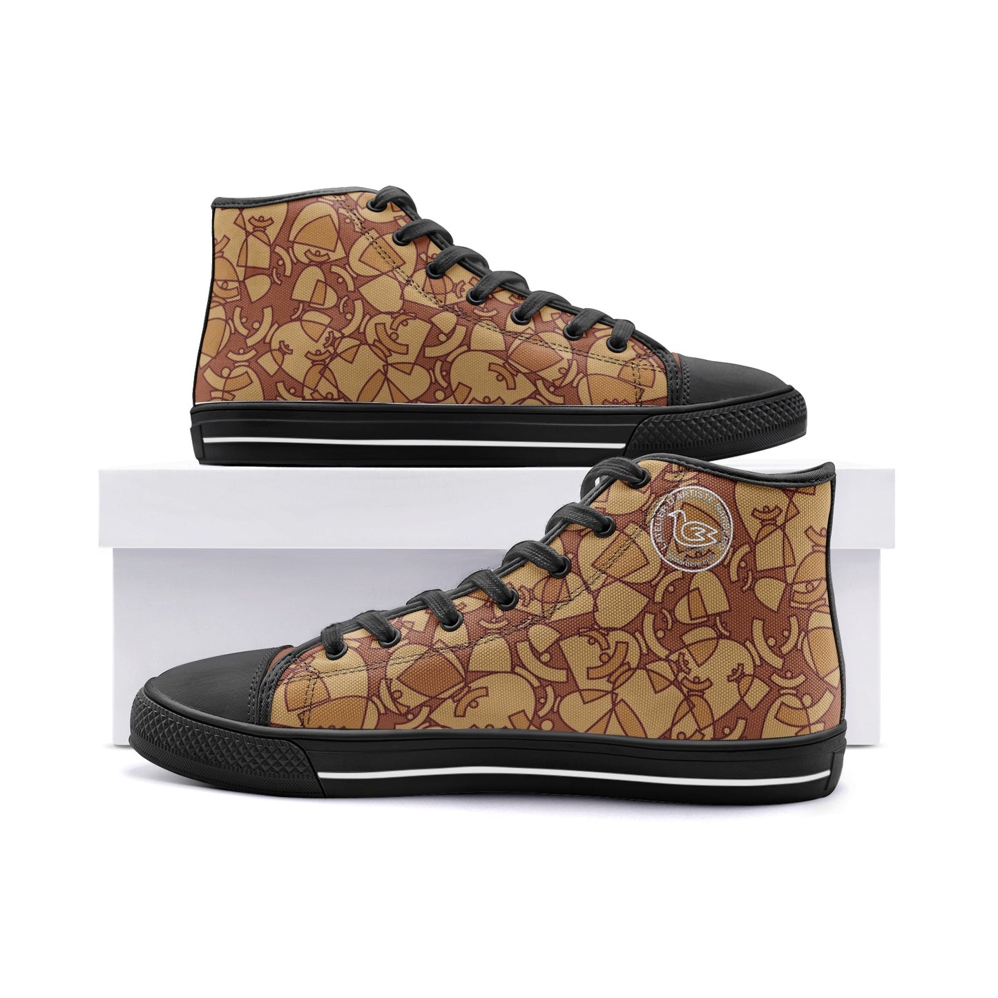 Dolores signature. Baskets hautes en toile unisexe Dolores, "Brown Mosaic".