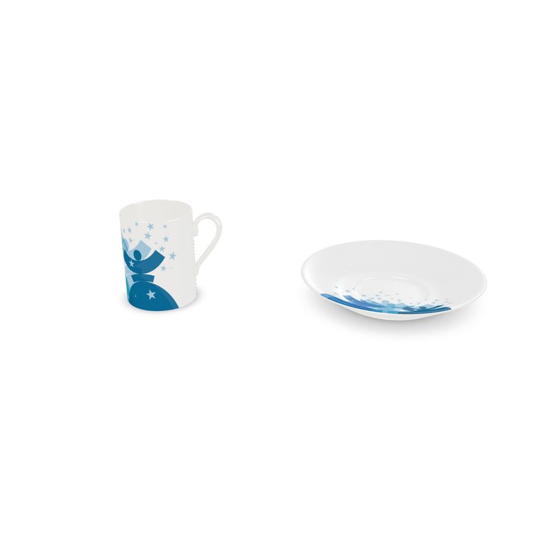 Tasse et sous tasse bleu étoilé