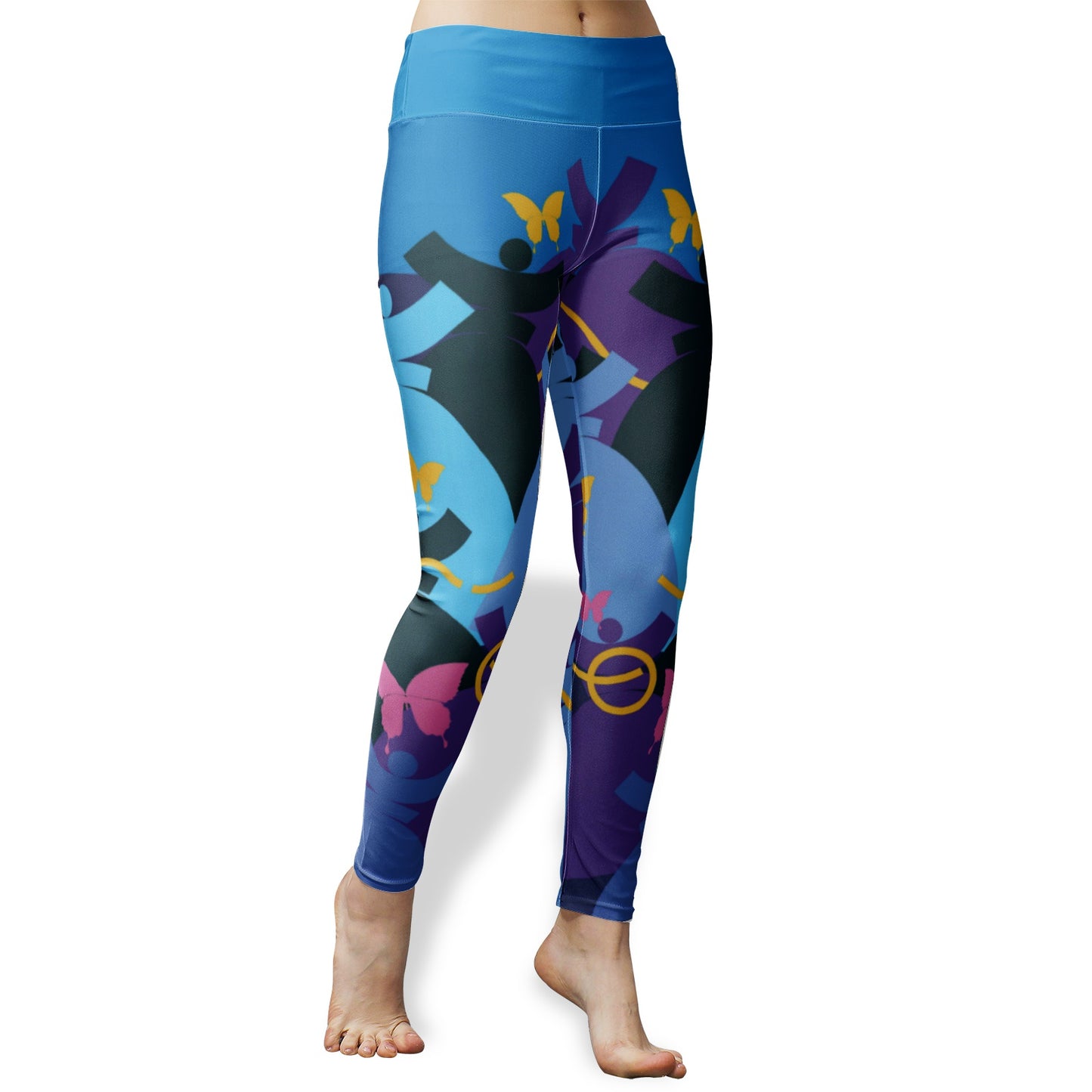 Leggings  taille haute Yogga ou sport "Dolores Blue Ocean"