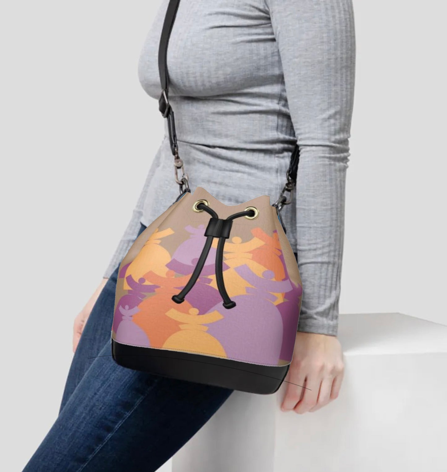 Dolores signature, sac "Bucket Bag" Dolores en Cuir "PASTEL"