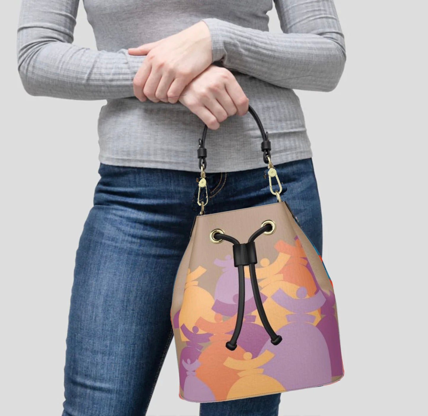 Dolores signature, sac "Bucket Bag" Dolores en Cuir "PASTEL"