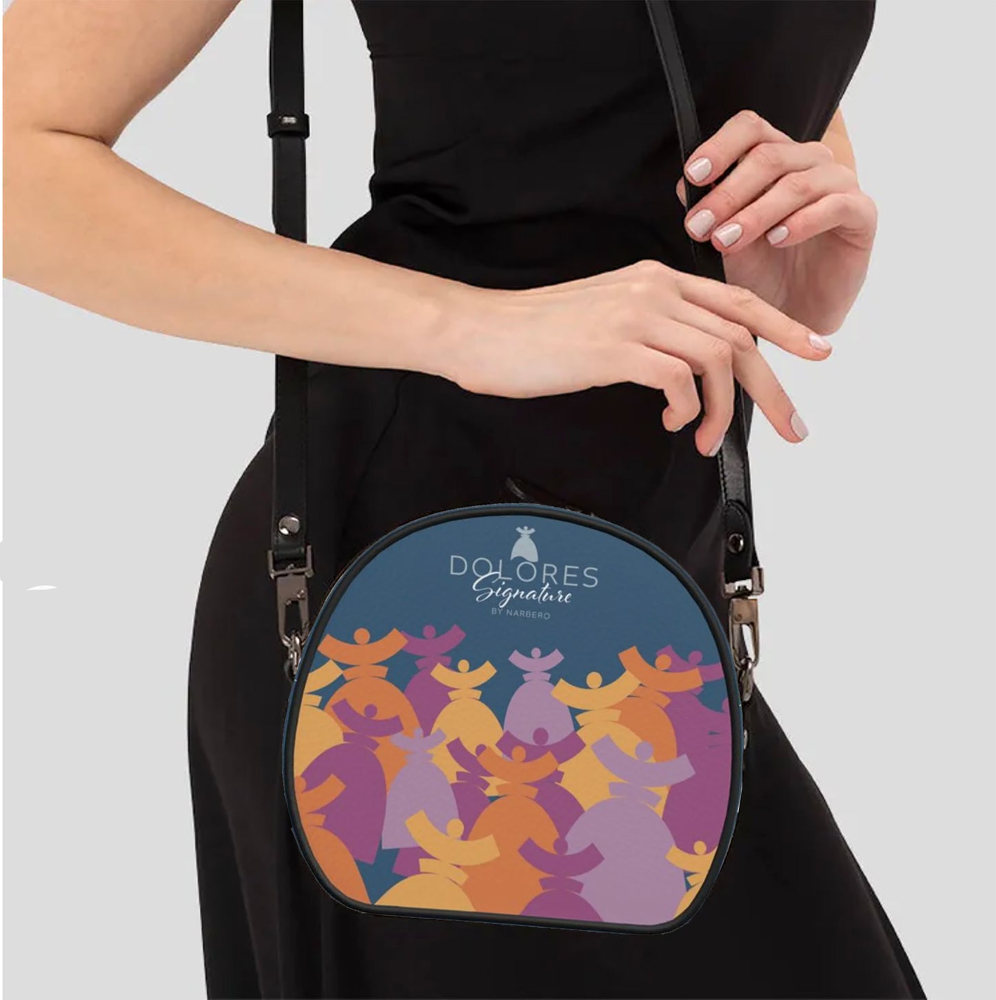 Dolores signature, Sac en cuir, round box Pastel color