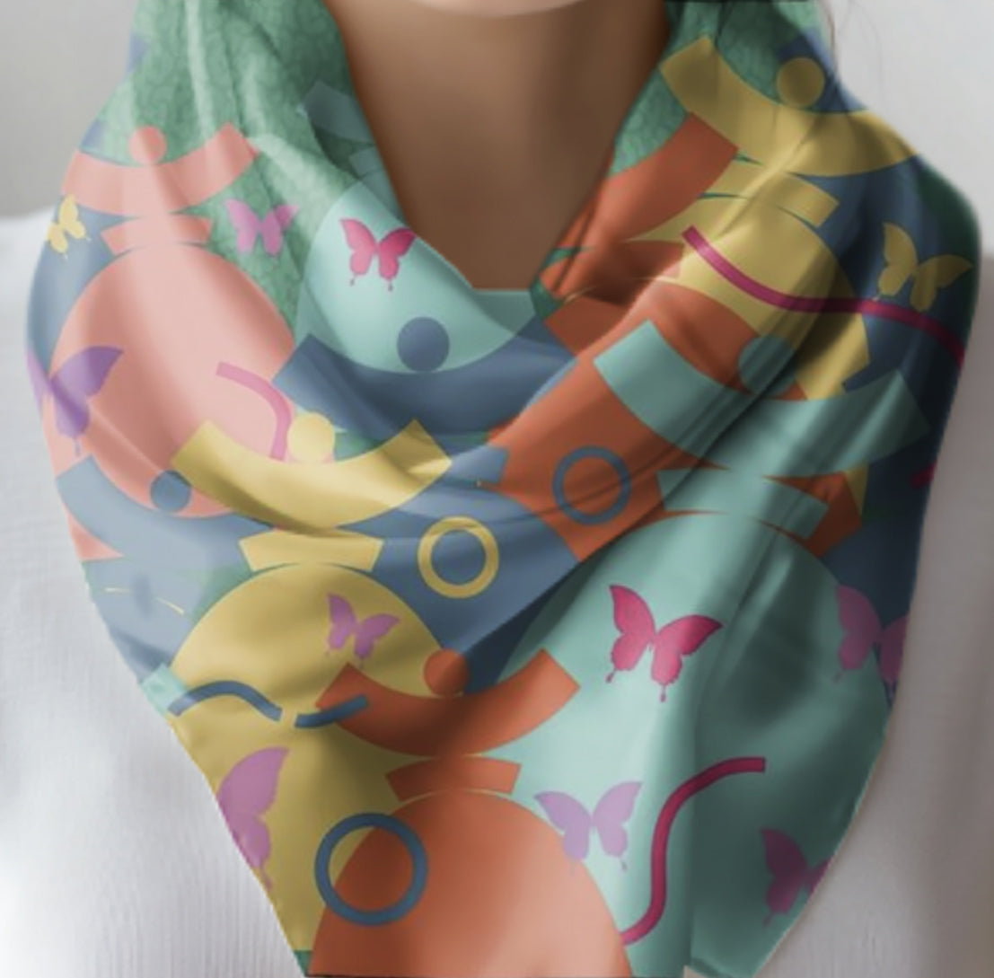 La boutique Narbero. Foulard Dolores, "Les Papillons" 90X90 cm