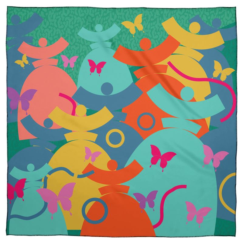 La boutique Narbero. Foulard Dolores, "Les Papillons" 90X90 cm