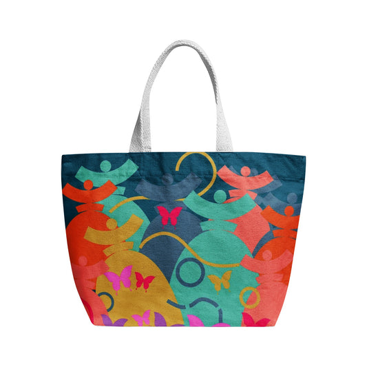 Dolores signature. Sac fourre-tout en toile naturelle Dolores, "Papillons"