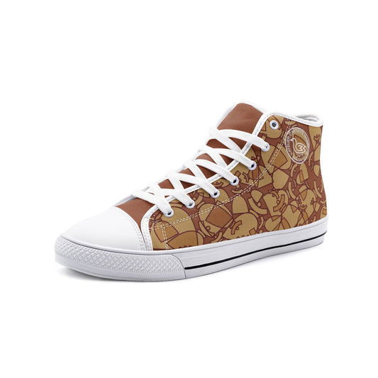 Dolores signature. Baskets hautes en toile unisexe Dolores, "Brown Mosaic".